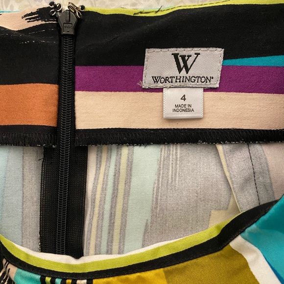 Worthington retro striped color-block business casual pencil skirt - Picture 3 of 8